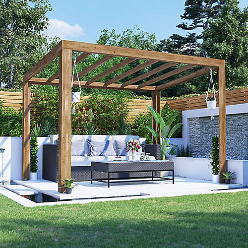 Dunster House Wooden Pergola Kit 3.5m x 2.5m Garden Plant Frame Patio Pressure Treated Terracube